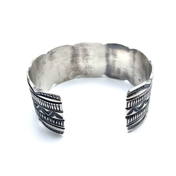 navajo handmade sterling silver kingman turquoise cuff bracelet - Picture 6 of 7